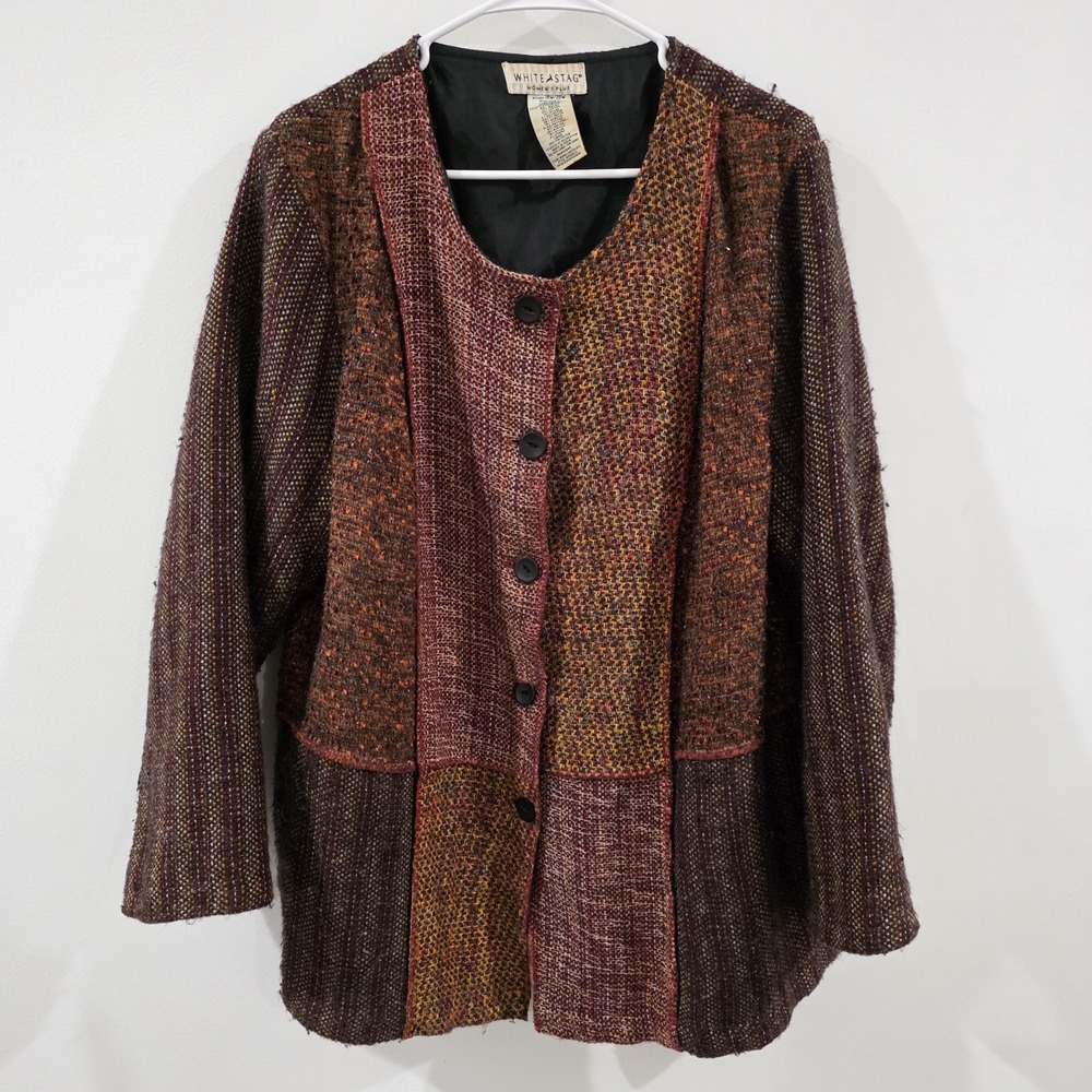 Vintage Womens Jacket Size 18 W Patchwork Tweed Indie Goblin Fairy Grunge Baggy